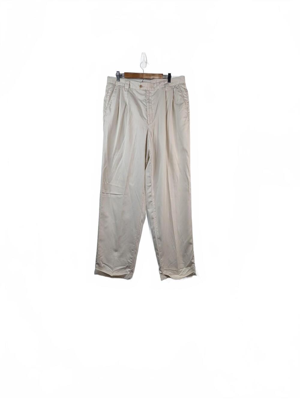 VTG 90's Savane Silk Works Beige Pleated Trousers 38x34